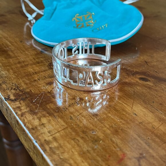 GIFT BAG INCL Rustic Cuff This Too Shall Pass Silvertone Stainless Cuff Bangle - Picture 4 of 6